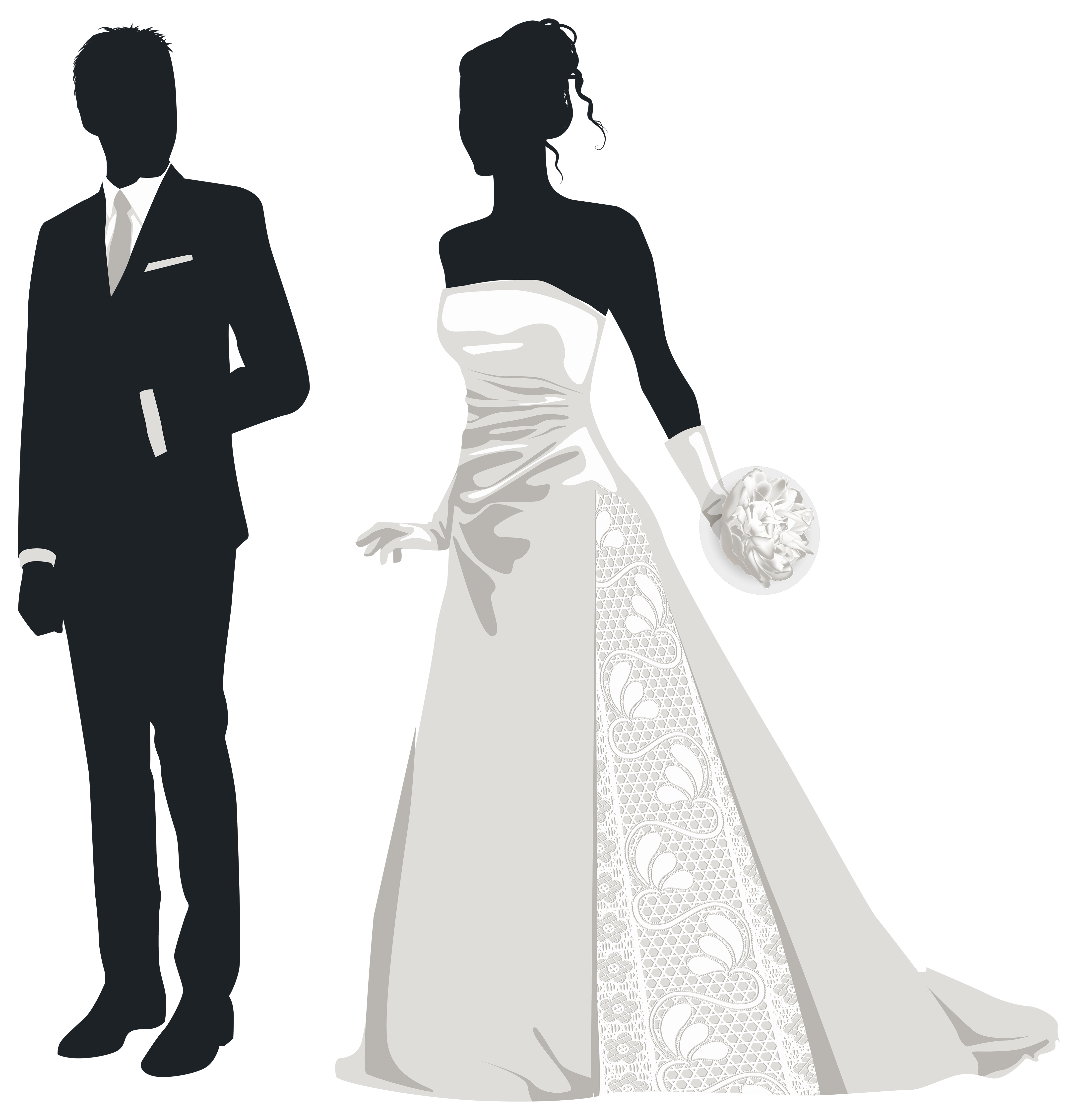 free bride and groom silhouette clip art