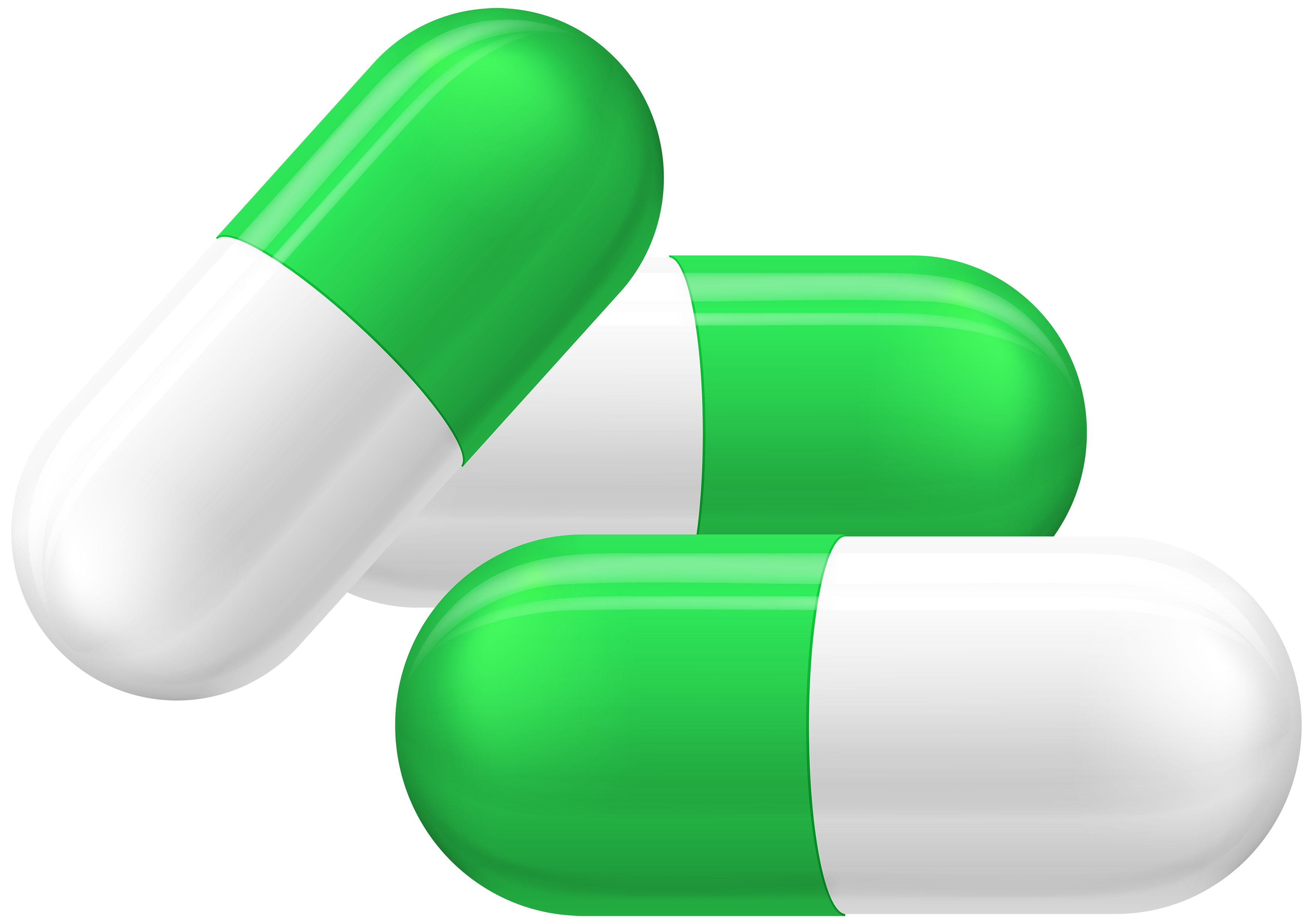Green and White Pills Capsules PNG Clipart.
