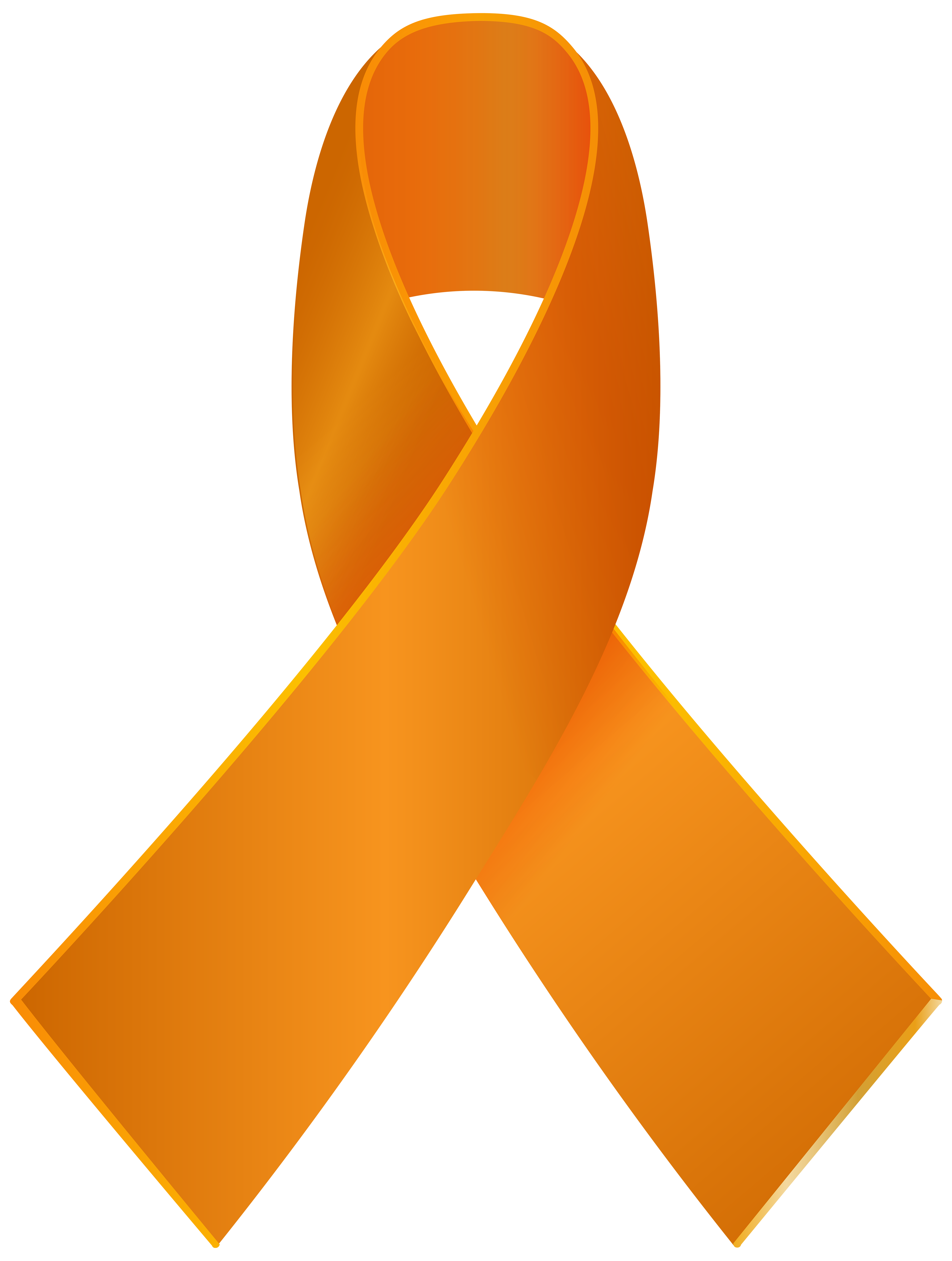 Top view of orange ribbon on dark wood background. Leukemia, Orange Ribbon