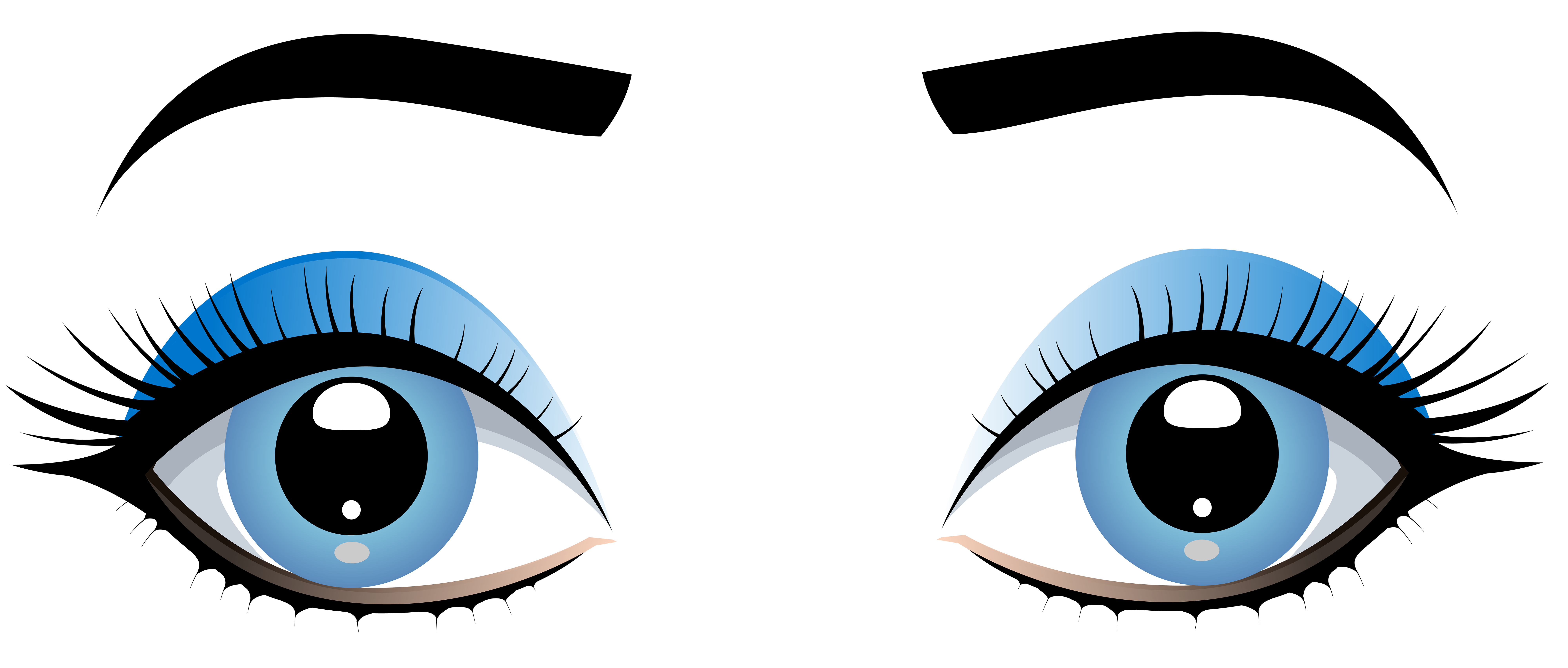 Blue Female Eyes with Eyebrows PNG Clip Art - Best WEB Clipart