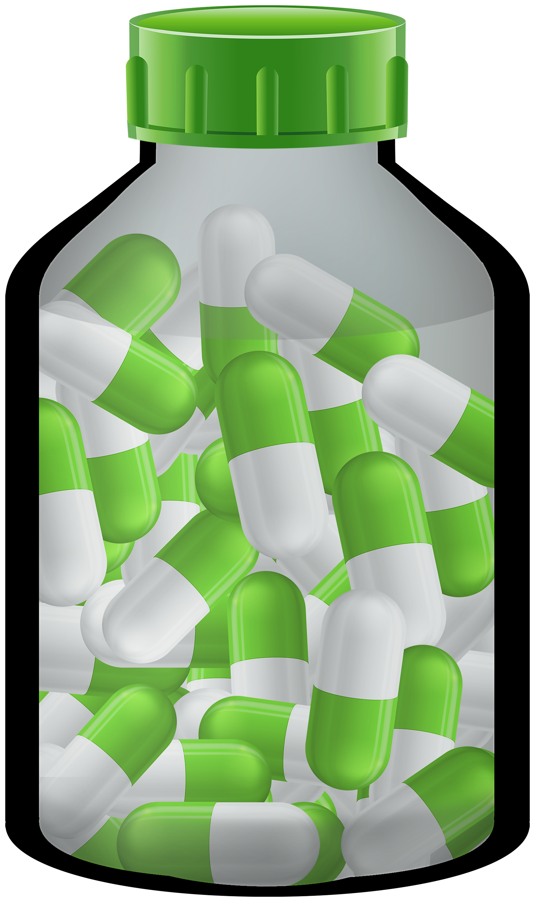 Green Medicine Bottle With Pills Capsules PNG Clipart - Best WEB Clipart