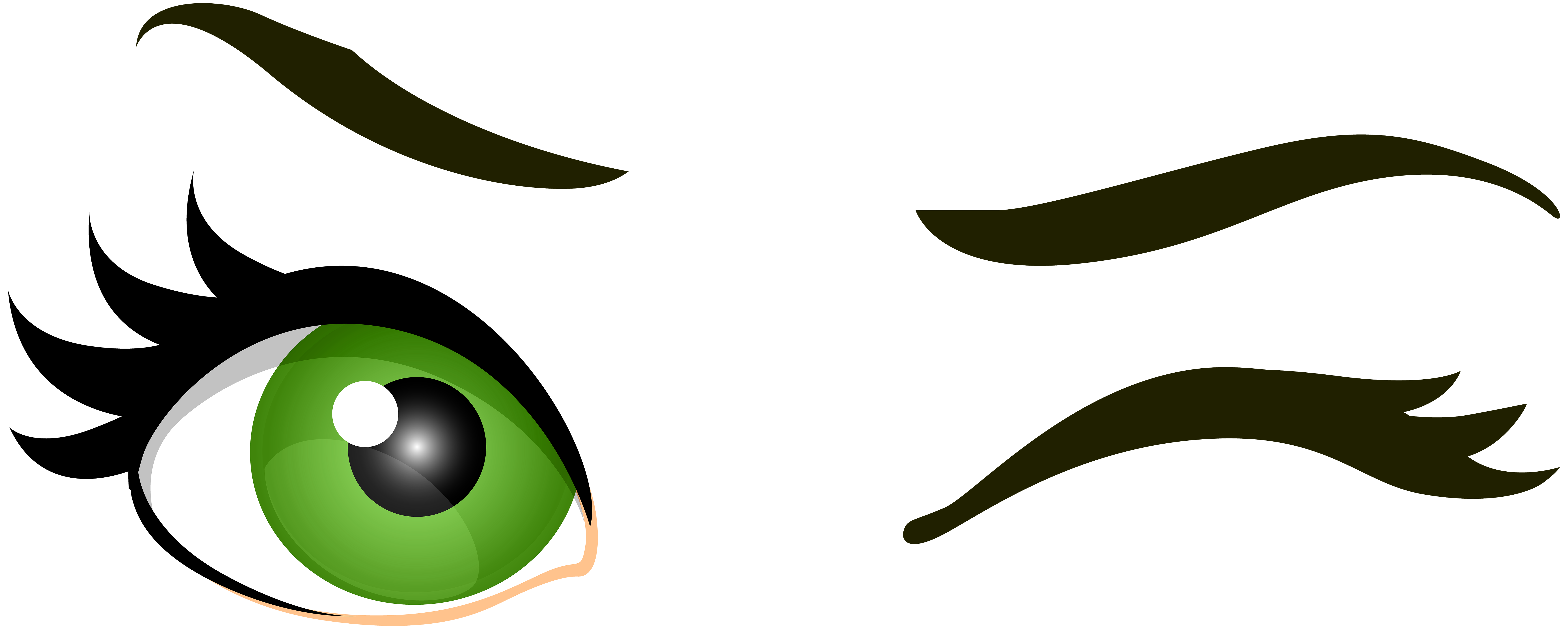 Green Winking Eyes PNG Clip Art - Best WEB Clipart