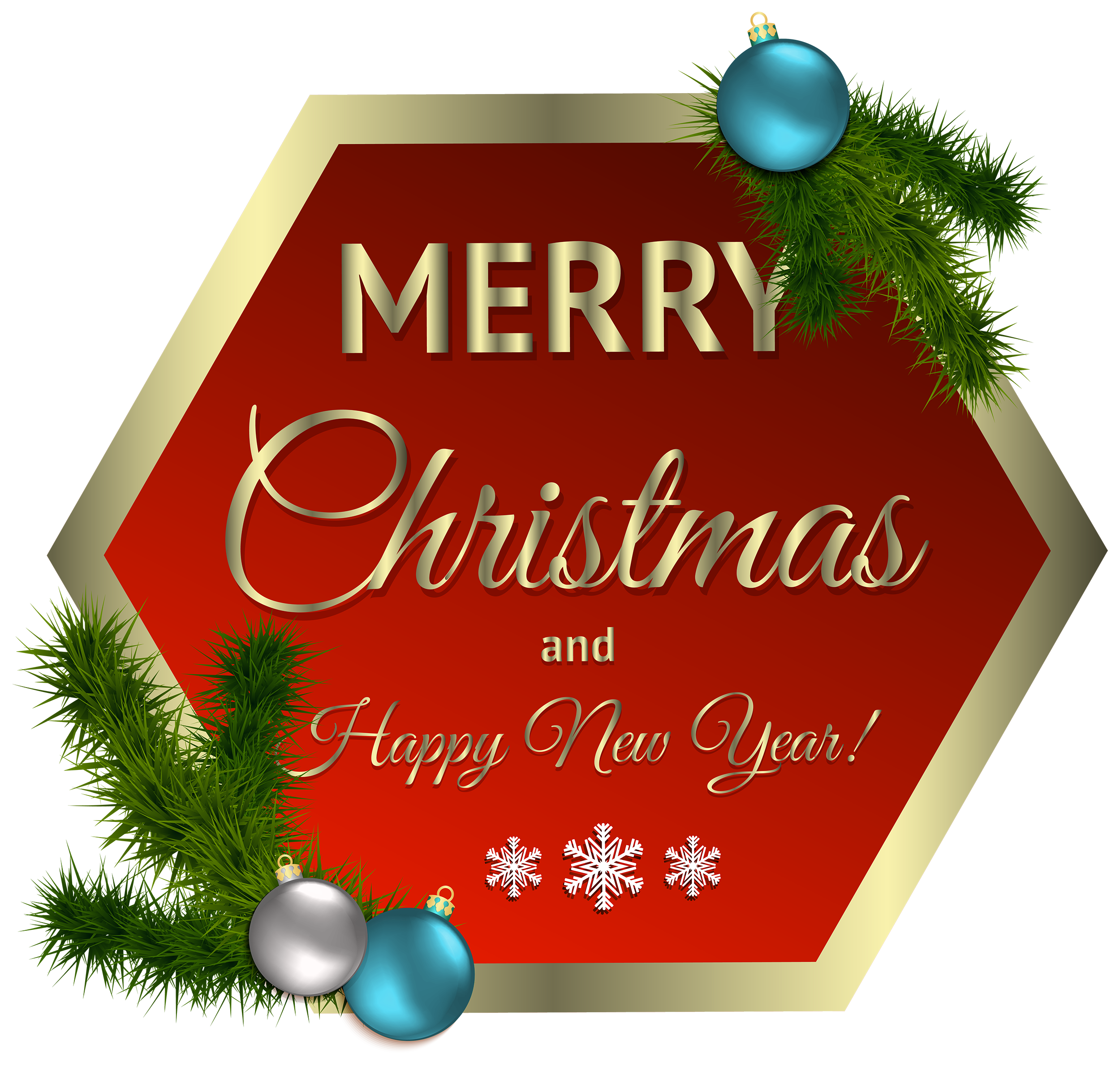 Merry Christmas Red Decor with Ornaments PNG Clipart - Best WEB Clipart