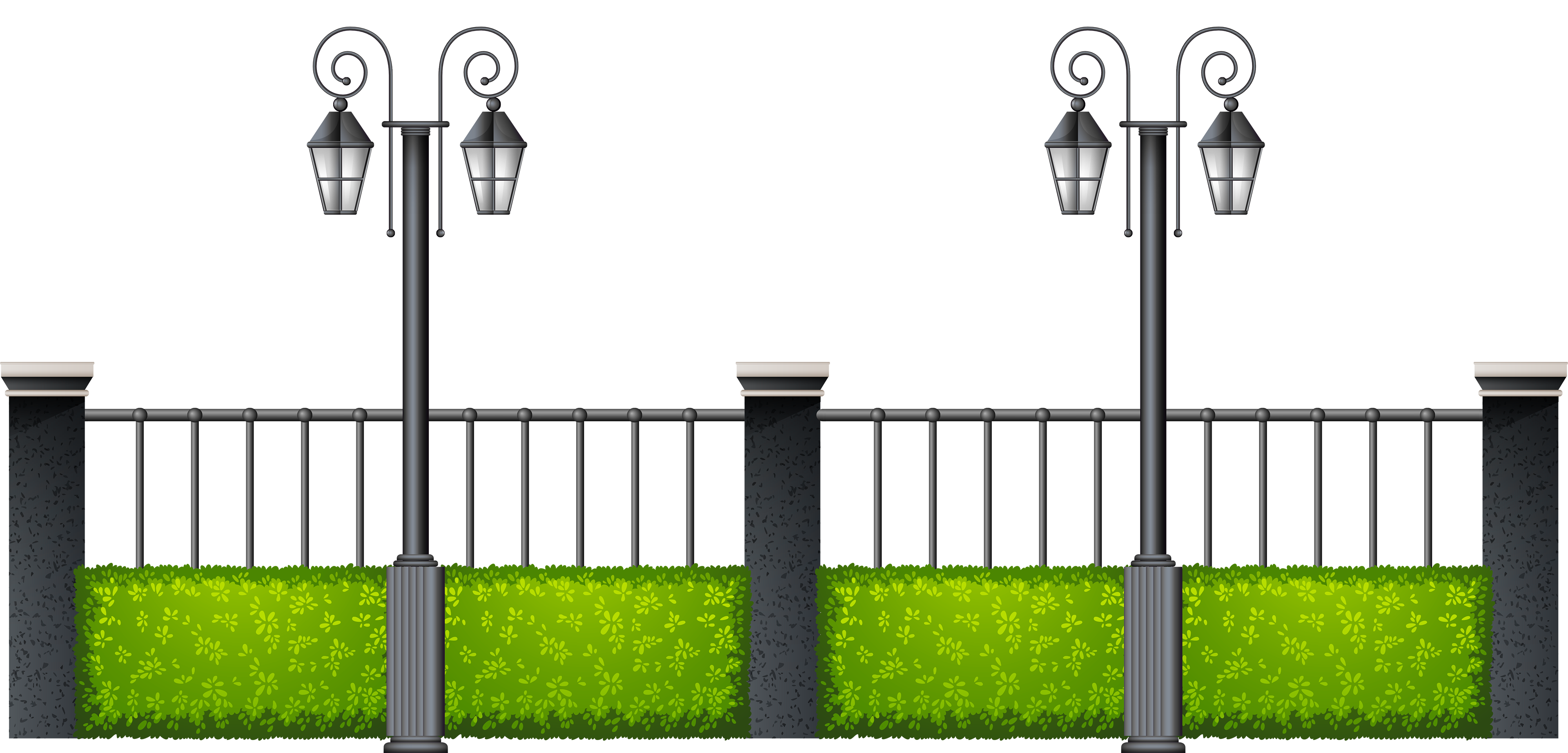 Metal Fence with Streetlights PNG Clipart - Best WEB Clipart