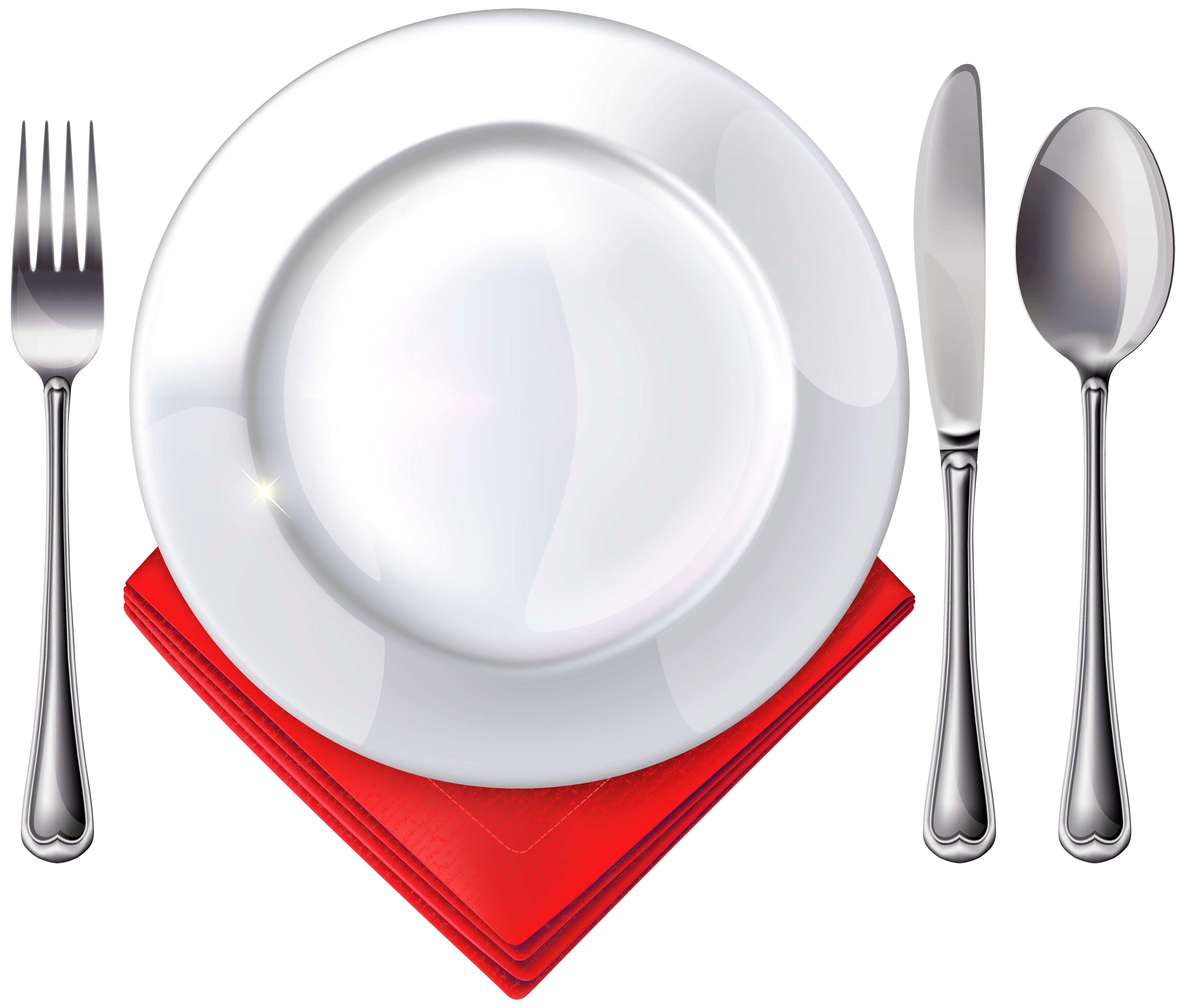 Plate Spoon Knife Fork and Red Napkin PNG Clipart - Best WEB Clipart