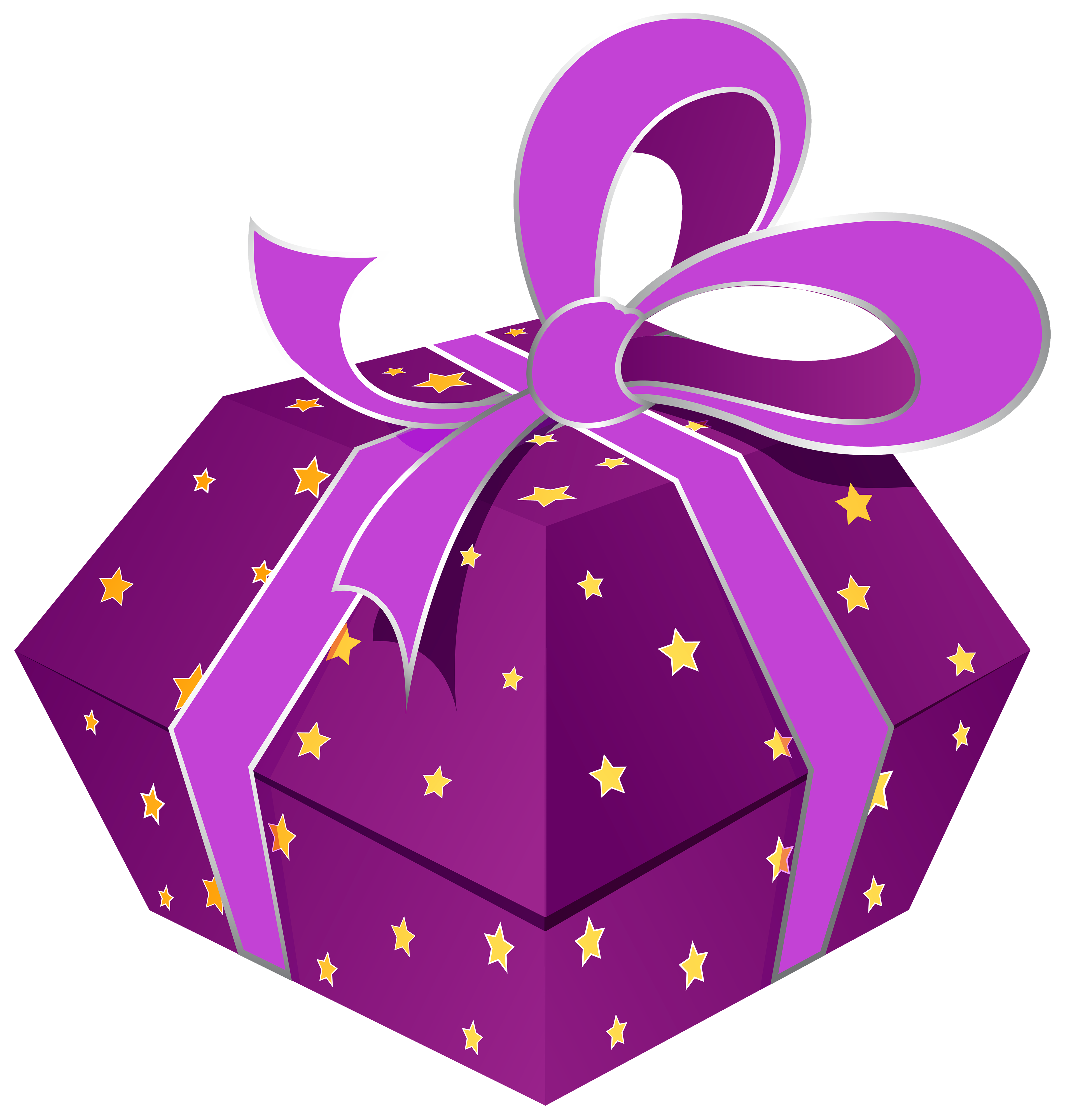 Purple Gift Box with Stars PNG Clipart - Best WEB Clipart