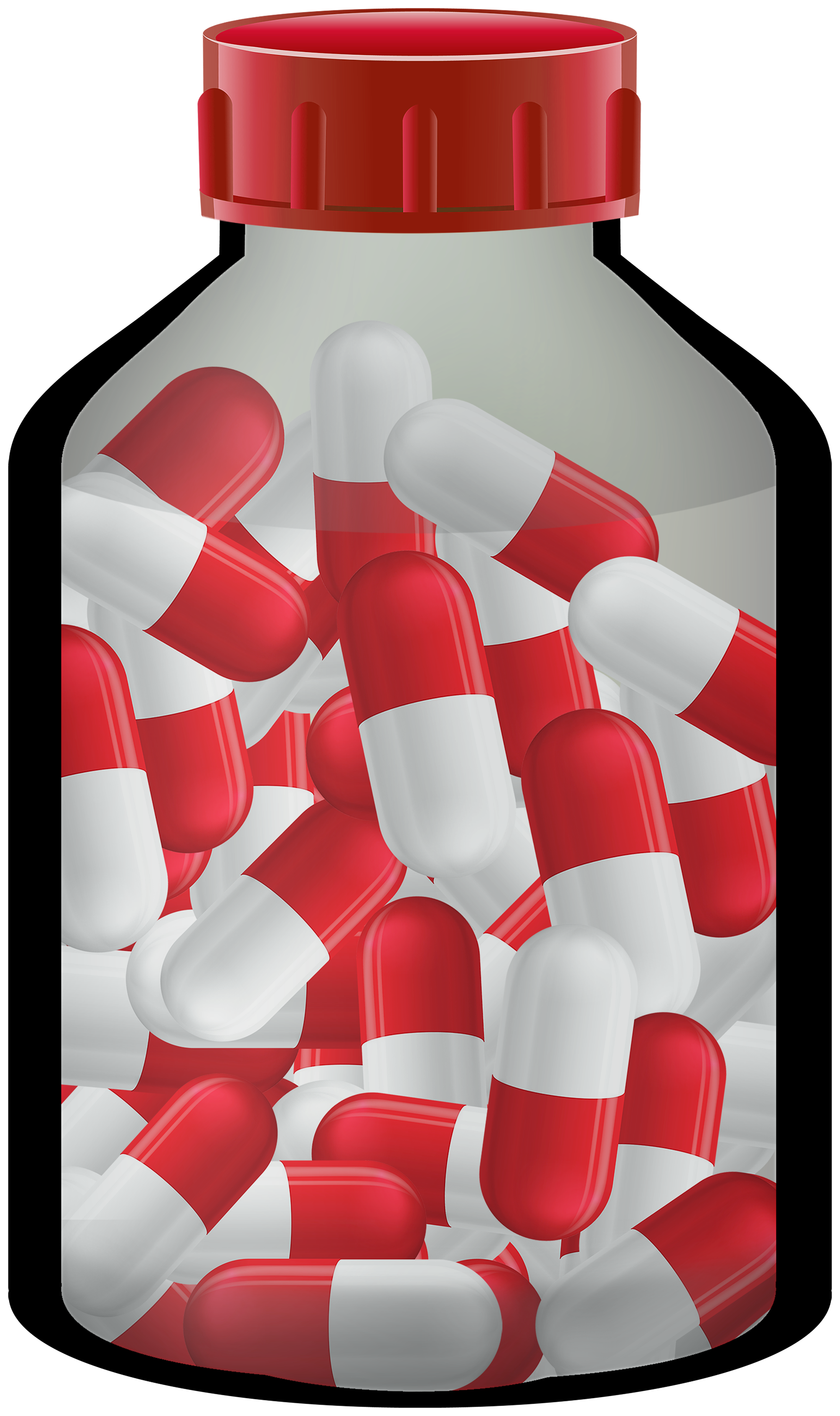 Red Medicine Bottle With Pills Capsules PNG Clipart - Best WEB Clipart