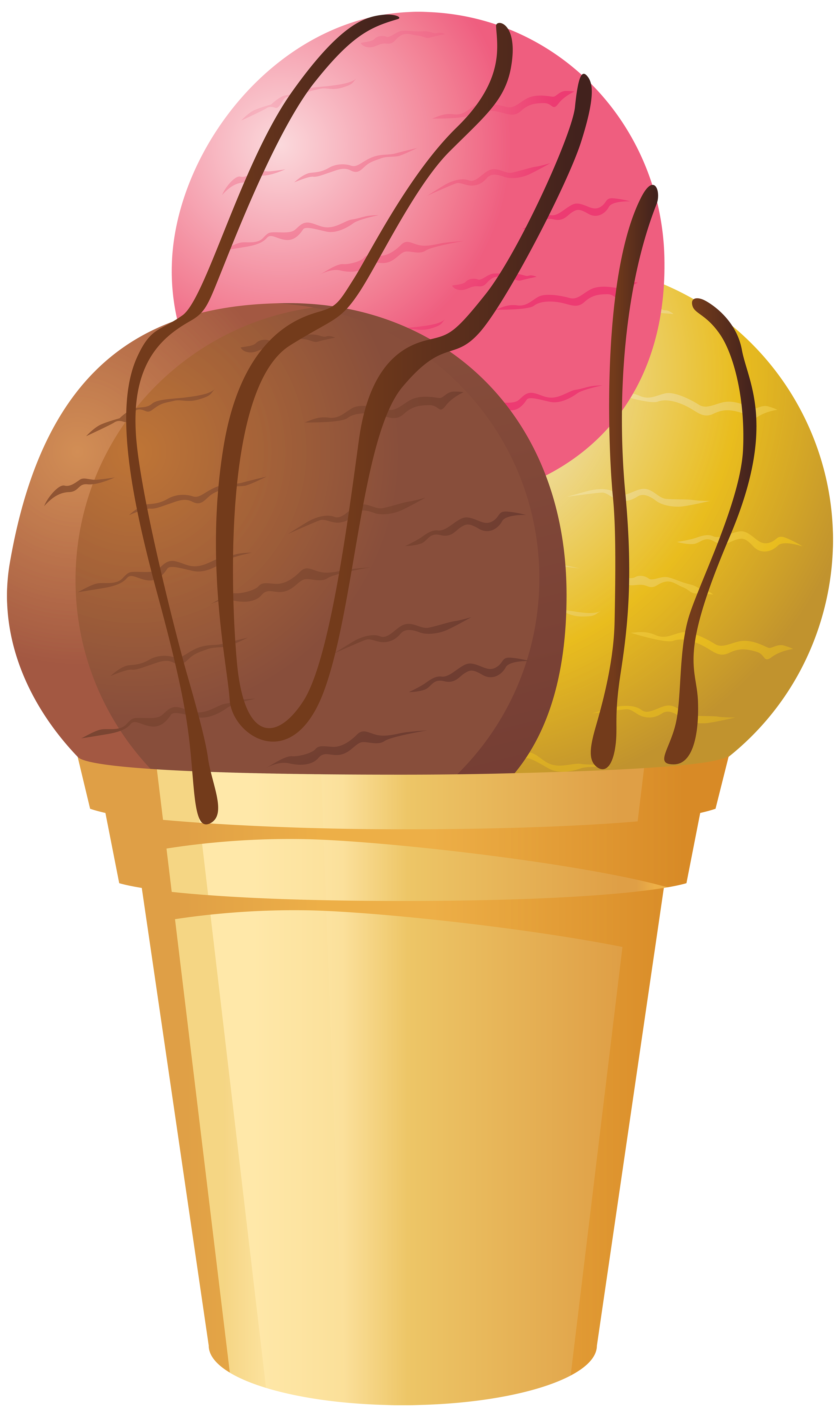 Tricolor Ice Cream Cone PNG Clip Art - Best WEB Clipart