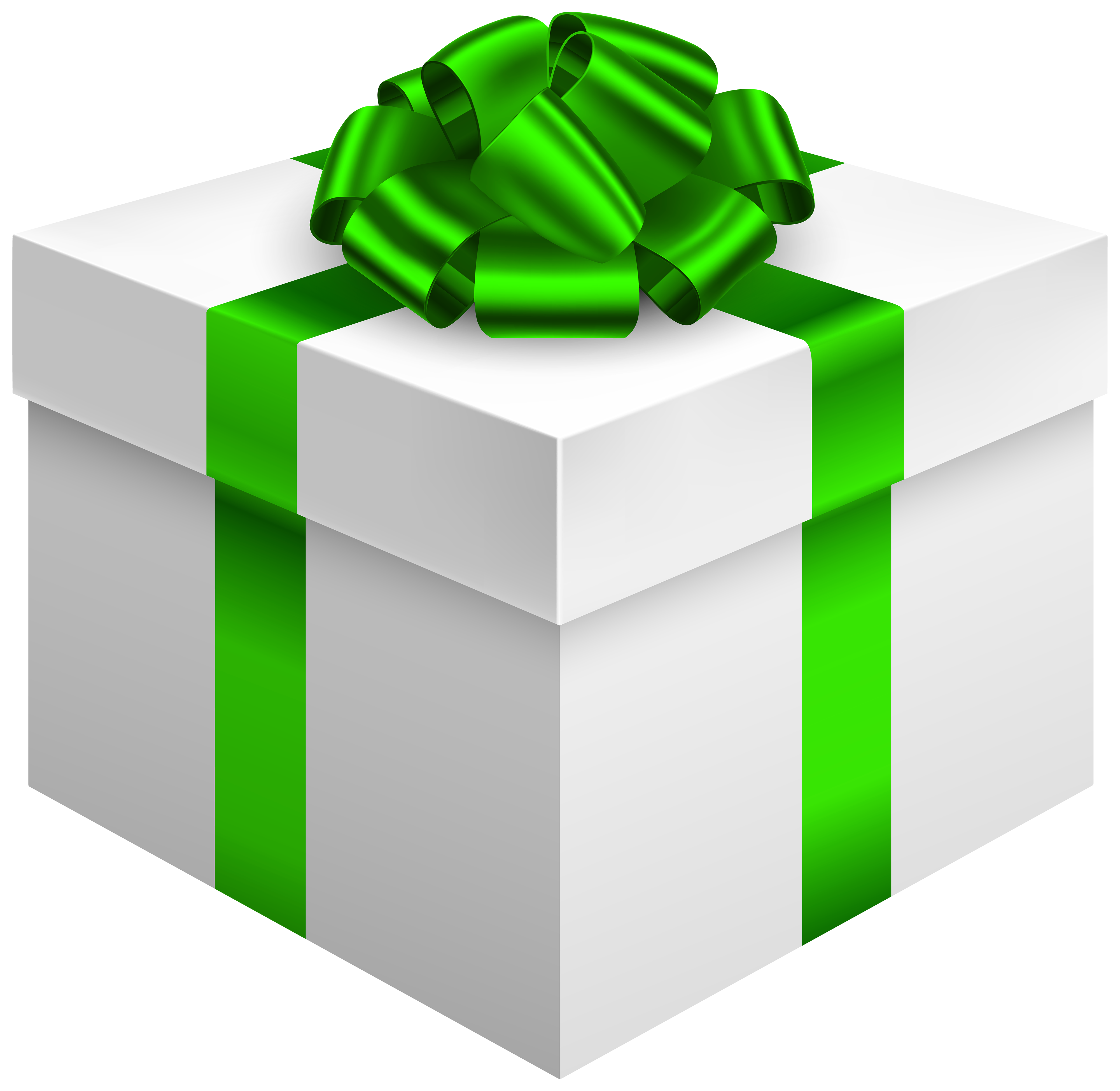 White Gift Box with Green Bow PNG Clipart - Best WEB Clipart