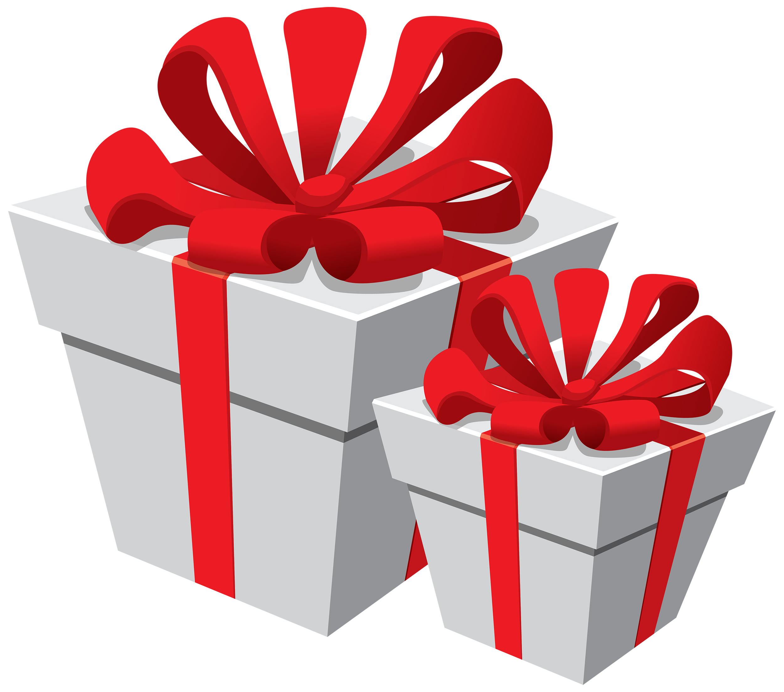 White Gift Boxes with Red Bow PNG Clipart - Best WEB Clipart