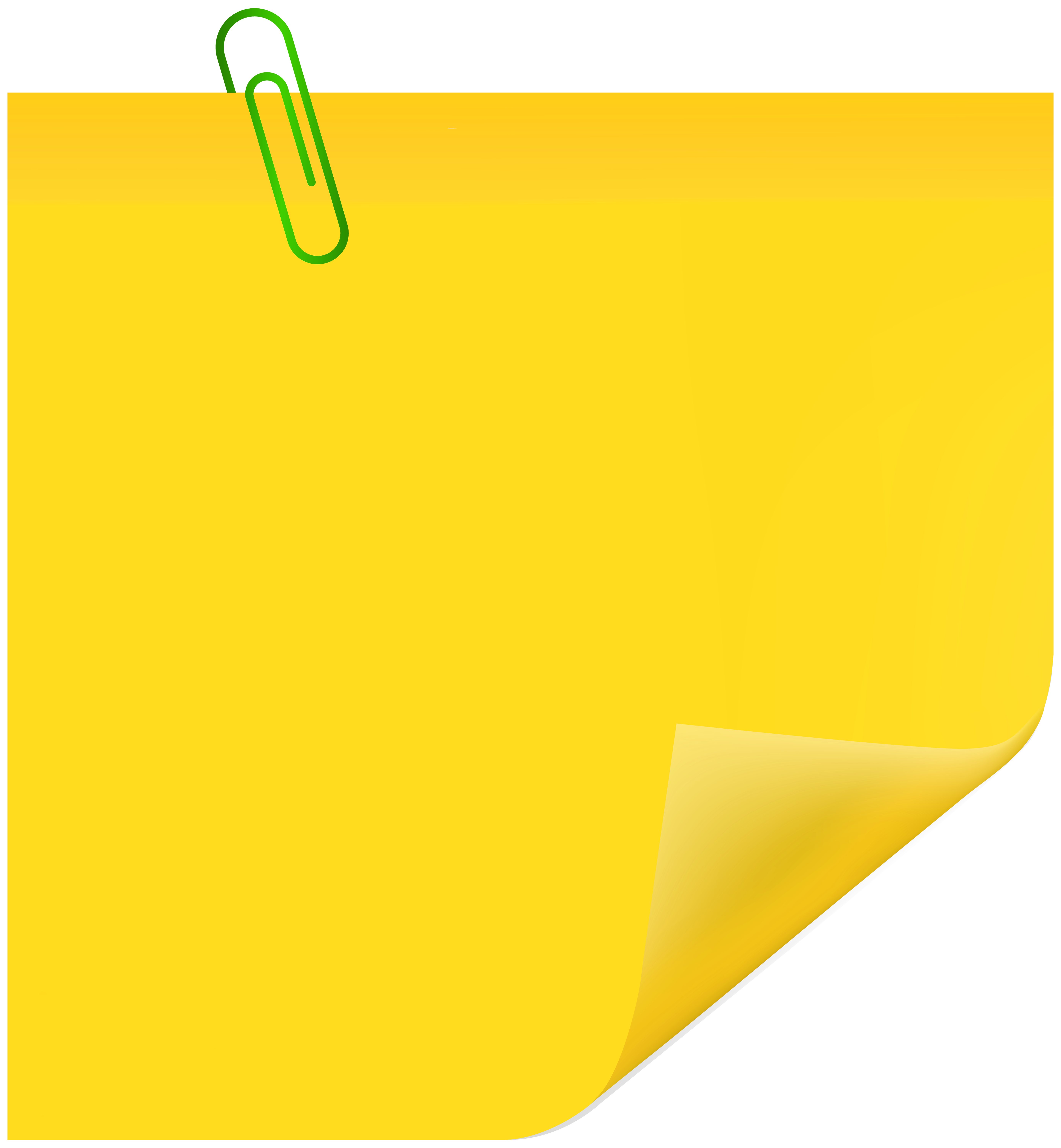 Yellow Sticky Note with Paperclip PNG Clip Art - Best WEB Clipart