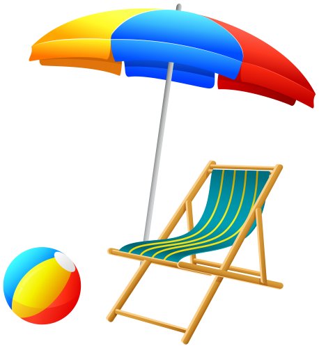 Beach Umbrella with Chair and Ball PNG Clip Art - High-quality PNG Clipart Image in cattegory Summer PNG / Clipart from ClipartPNG.com