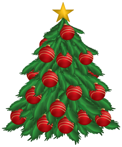 Christmas Tree with Red Christmas Ornaments PNG Clipart - High-quality PNG Clipart Image in cattegory Christmas PNG / Clipart from ClipartPNG.com