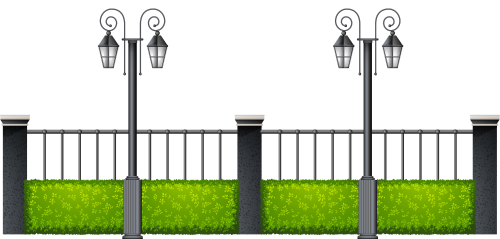 Metal Fence with Streetlights PNG Clipart - High-quality PNG Clipart Image in cattegory Outdoor PNG / Clipart from ClipartPNG.com