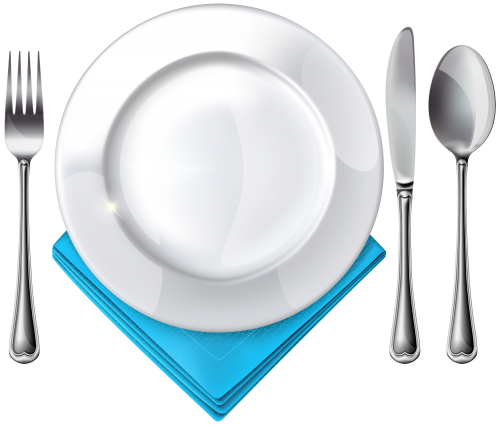 Plate Spoon Knife Fork and Blue Napkin PNG Clipart - High-quality PNG Clipart Image in cattegory Tableware PNG / Clipart from ClipartPNG.com