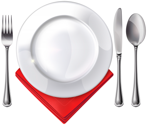 Plate Spoon Knife Fork and Red Napkin PNG Clipart - High-quality PNG Clipart Image in cattegory Tableware PNG / Clipart from ClipartPNG.com