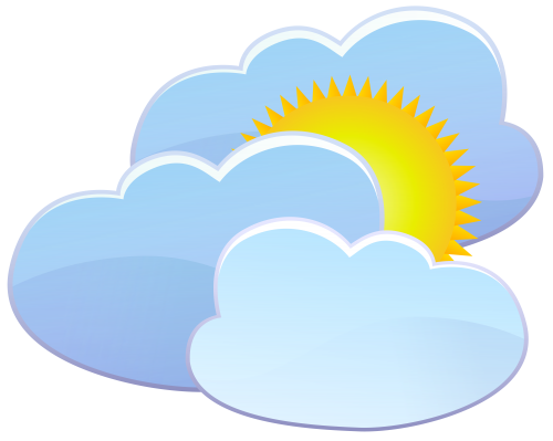 Three Clouds and Sun Weather Icon PNG Clip Art - High-quality PNG Clipart Image in cattegory Weather PNG / Clipart from ClipartPNG.com