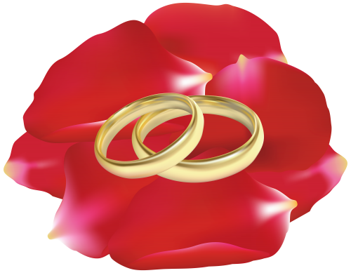 Wedding Rings in Rose Petals PNG Clip Art - High-quality PNG Clipart Image in cattegory Wedding PNG / Clipart from ClipartPNG.com