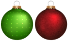 Green and Red Christmas Balls PNG Clip Art