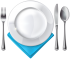 Plate Spoon Knife Fork and Blue Napkin PNG Clipart - High-quality PNG Clipart Image from ClipartPNG.com