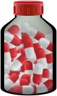 Red Medicine Bottle With Pills Capsules PNG Clipart